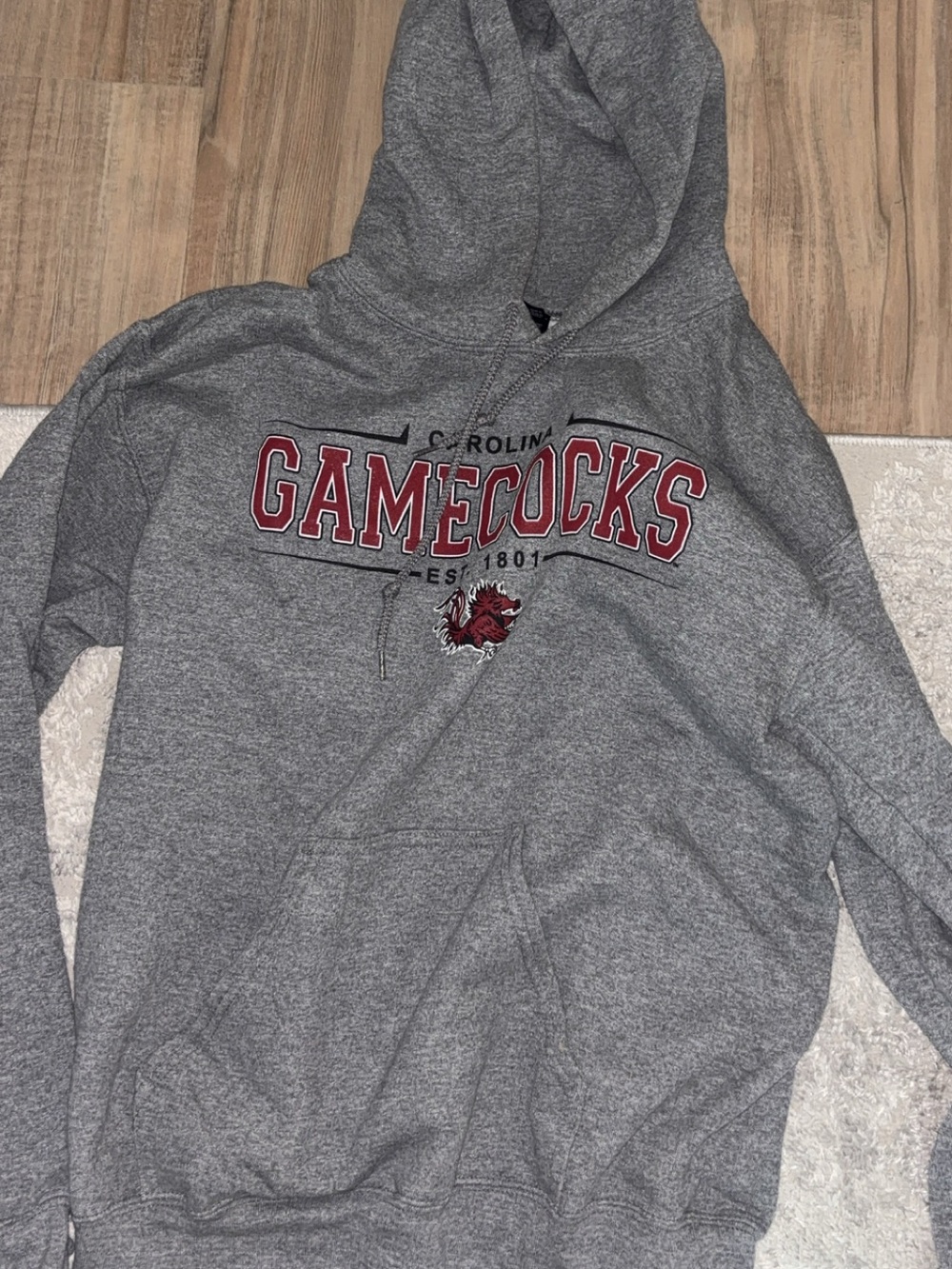 Light Gray Zip-Up Hoodie with Red Lettering - South Carolina Gamecocks